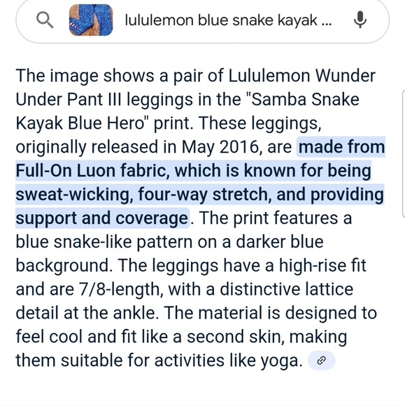 Lululemon Samba Snake Kayak Blue Hero Leggings - Picture 6 of 6